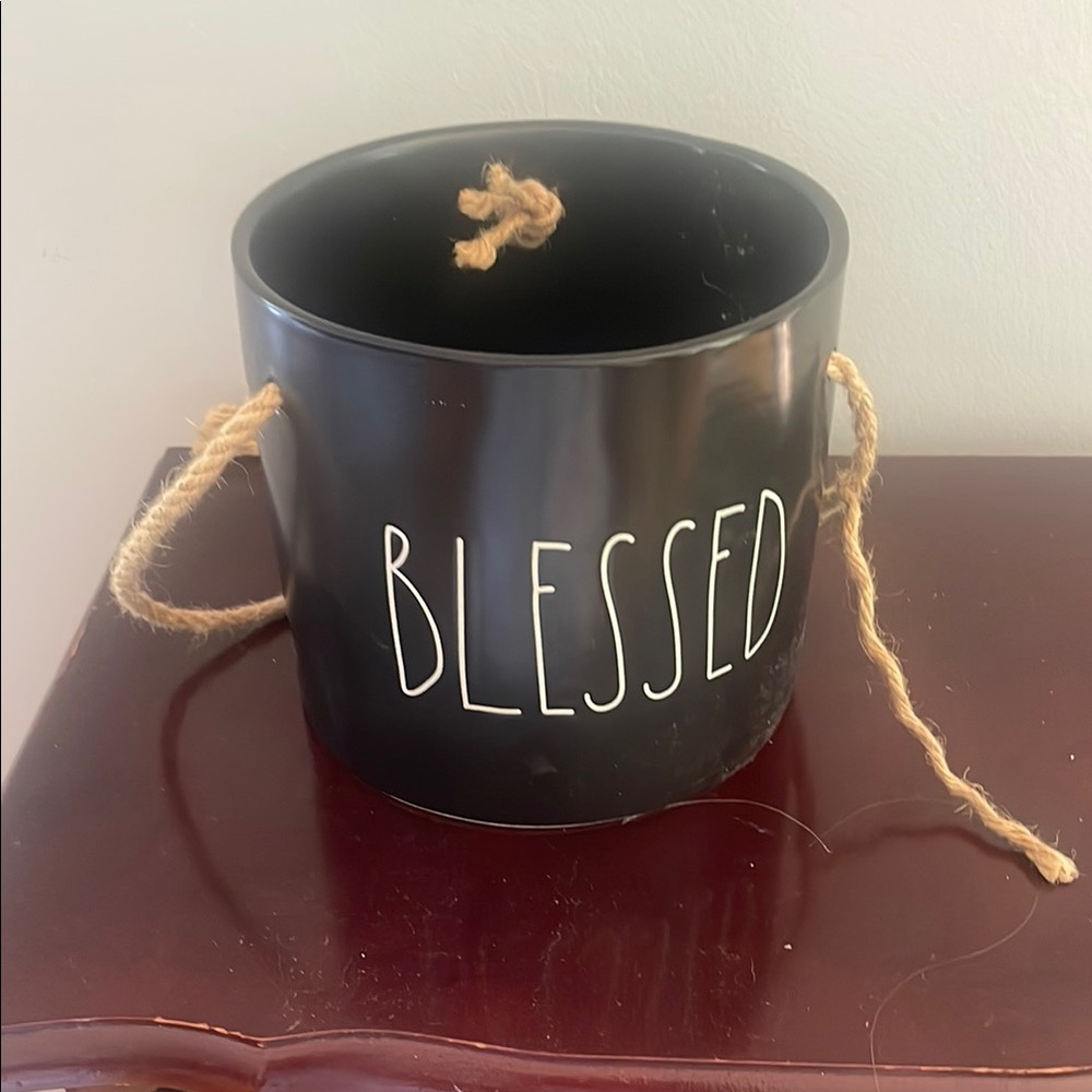 Rae Dunn Black Basket with Rope Accents